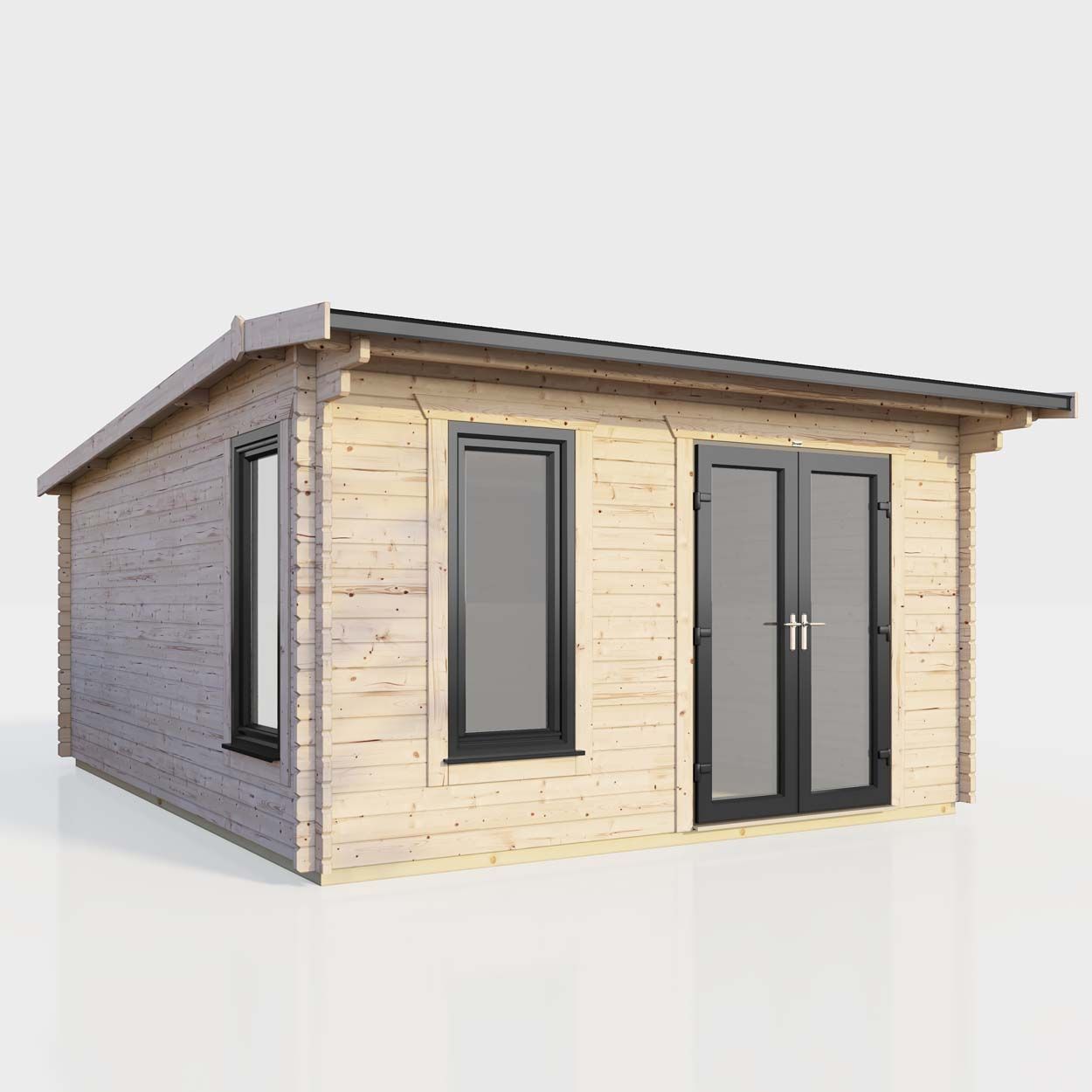 Powersheds Apex Log Cabin 14ft x 14ft DoorsToRight