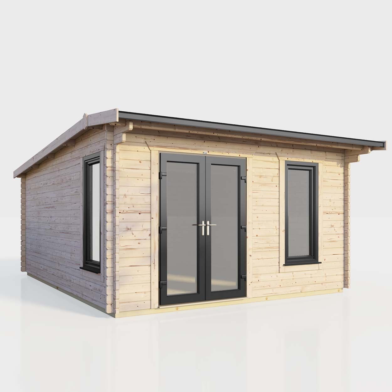Powersheds Apex Log Cabin 14ft x 14ft DoorsToLeft