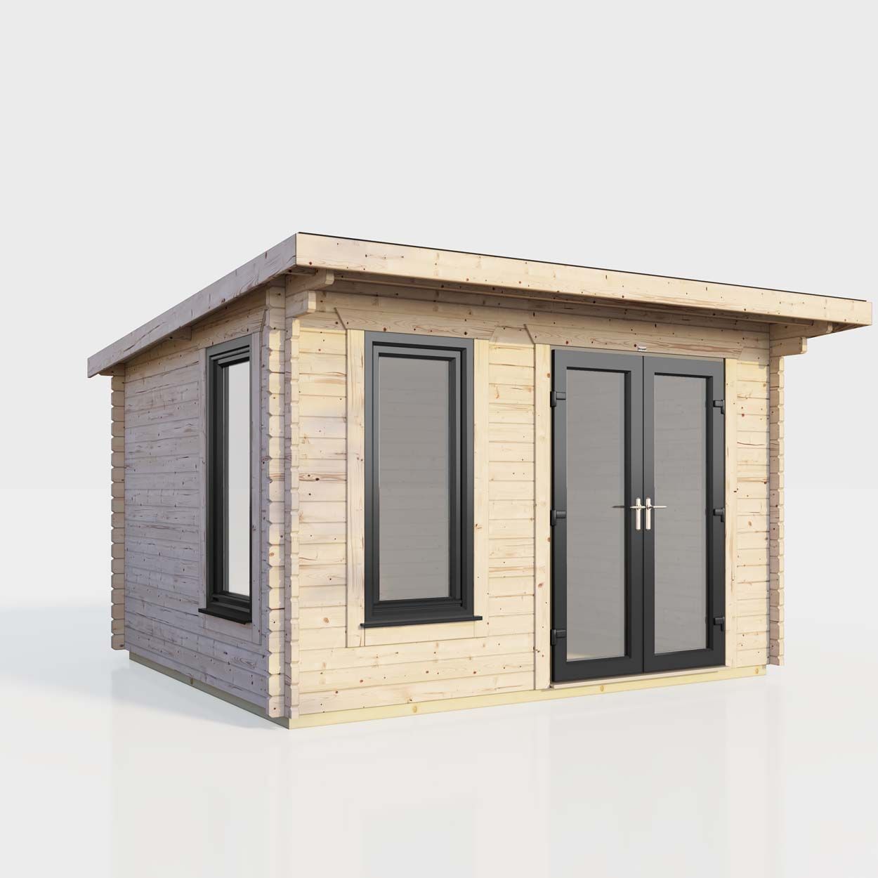 Powersheds Pent Log Cabin 12ft x 8ft DoorsToRight