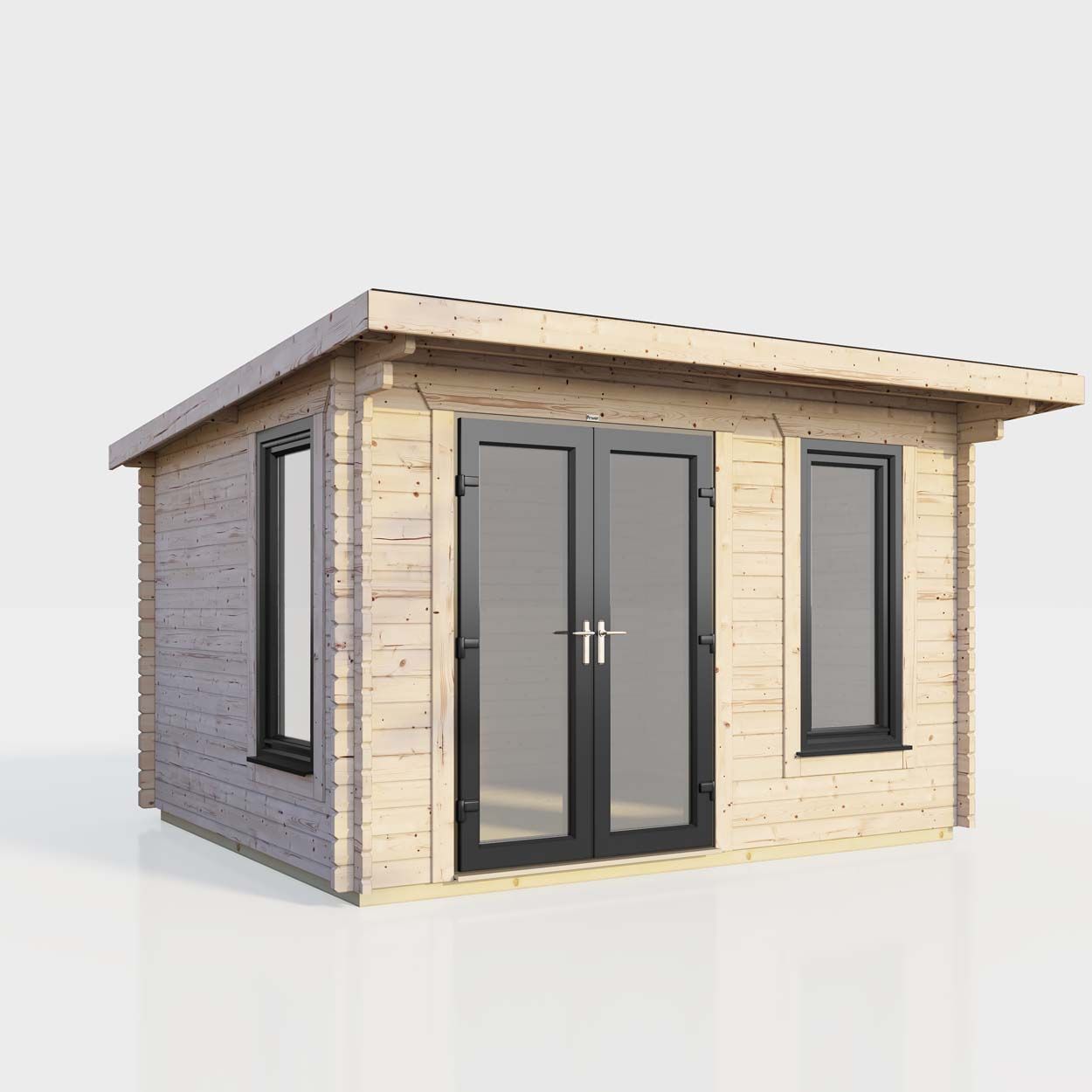 Powersheds Pent Log Cabin 12ft x 8ft DoorsToLeft