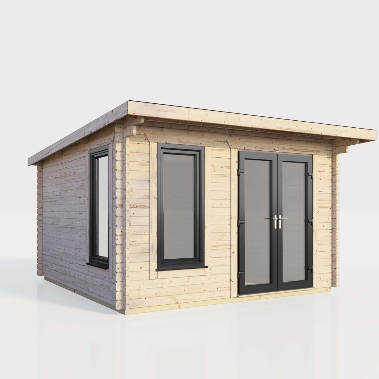 Powersheds Pent Log Cabin 12ft x 10ft DoorsToRight