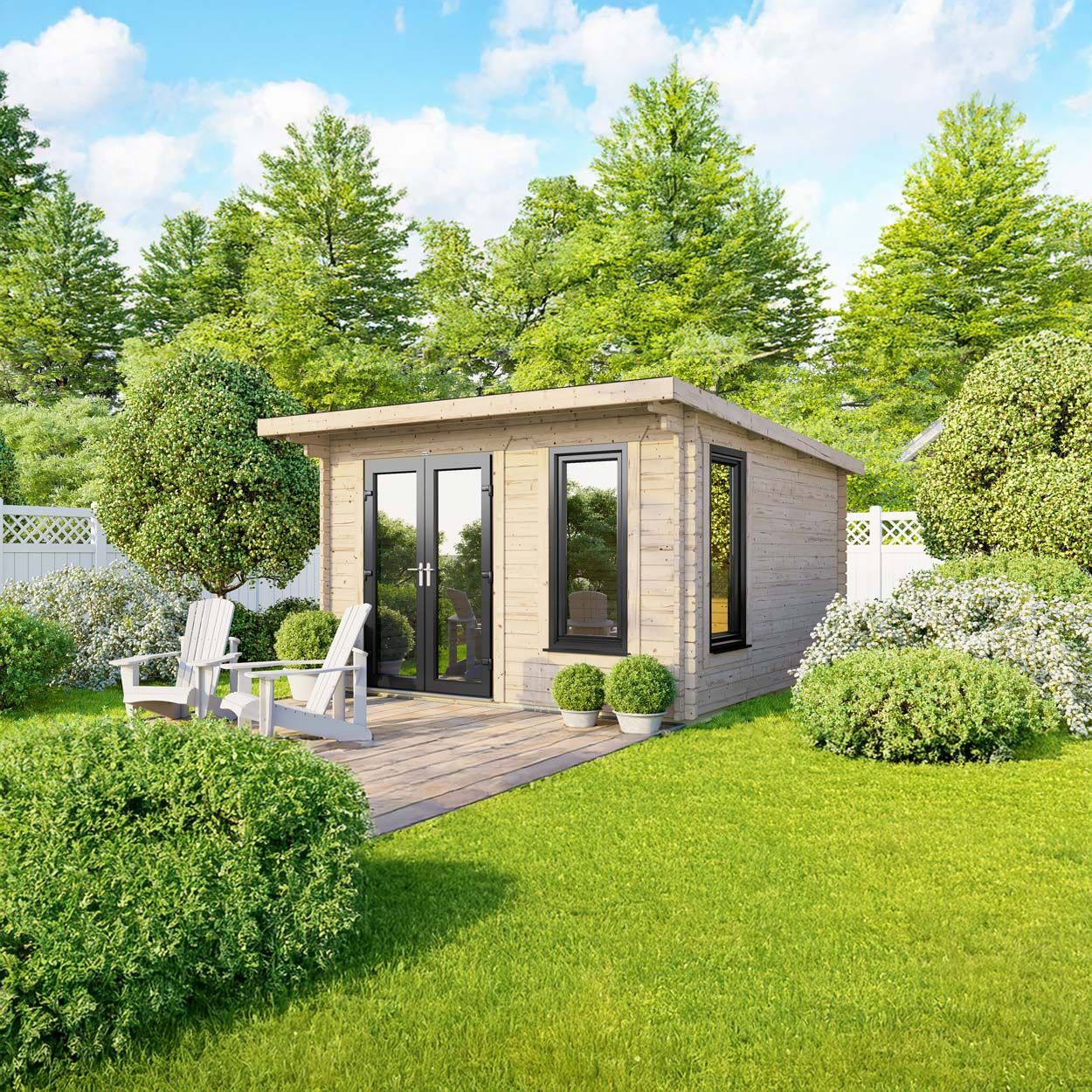 Powersheds Pent Log Cabin 12ft x 10ft DoorsToLeft