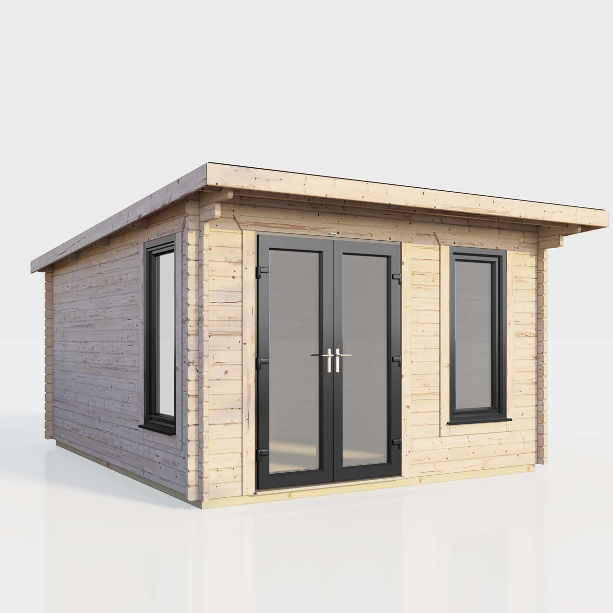 Powersheds Pent Log Cabin 12ft x 12ft DoorsToLeft
