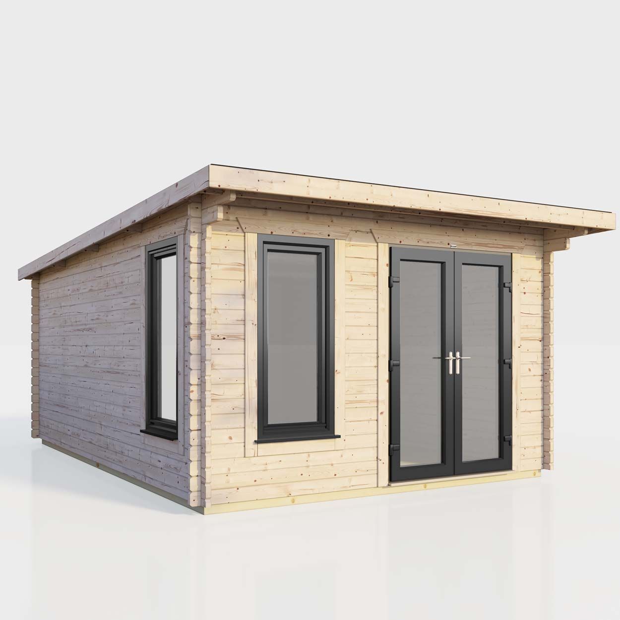 Powersheds Pent Log Cabin 12ft x 14ft DoorsToRight