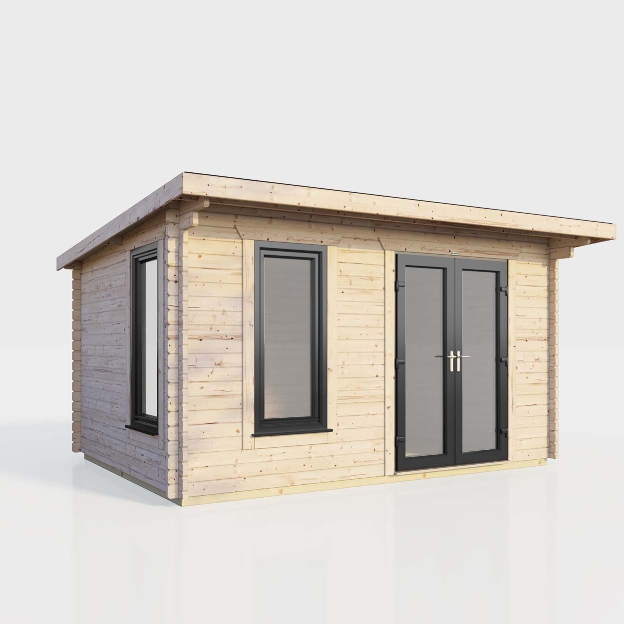 Powersheds Pent Log Cabin 14ft x 8ft DoorsToRight