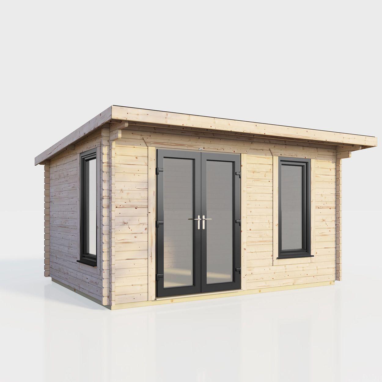 Powersheds Pent Log Cabin 14ft x 8ft DoorsToLeft