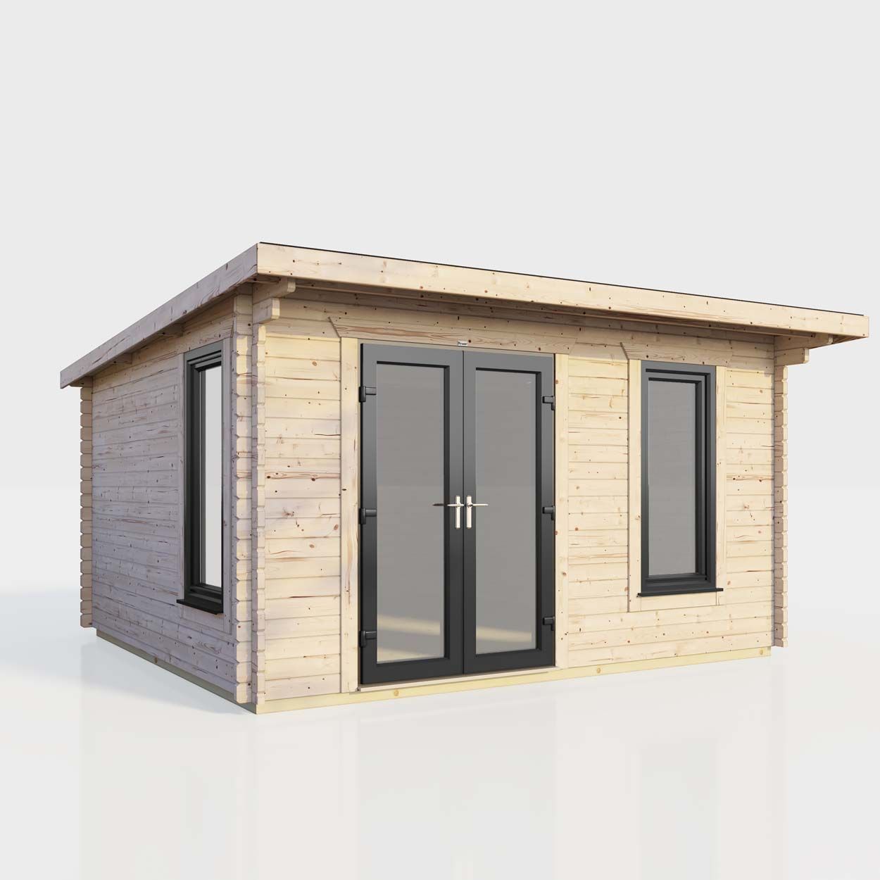 Powersheds Pent Log Cabin 14ft x 10ft DoorsToLeft