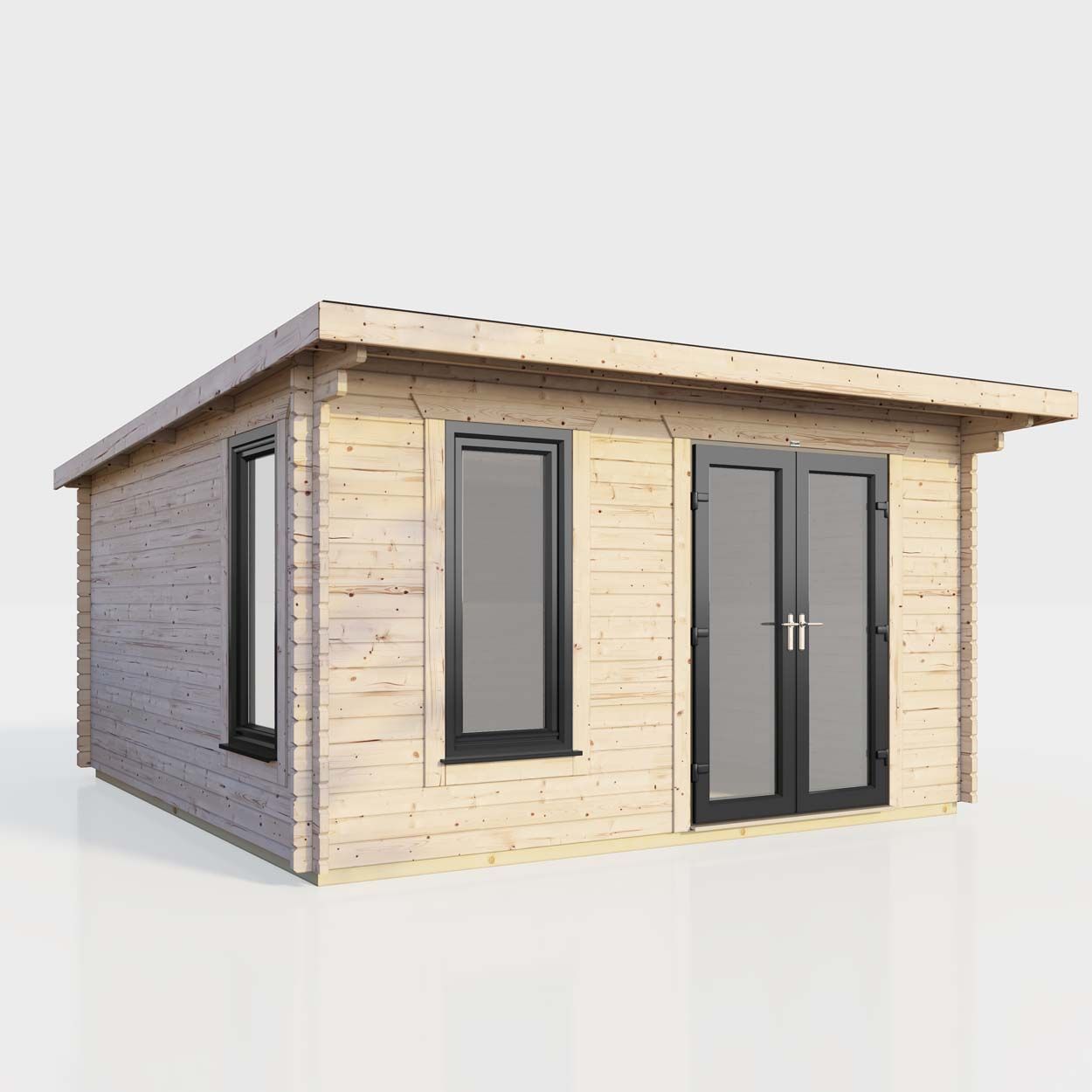 Powersheds Pent Log Cabin 14ft x 12ft DoorsToRight