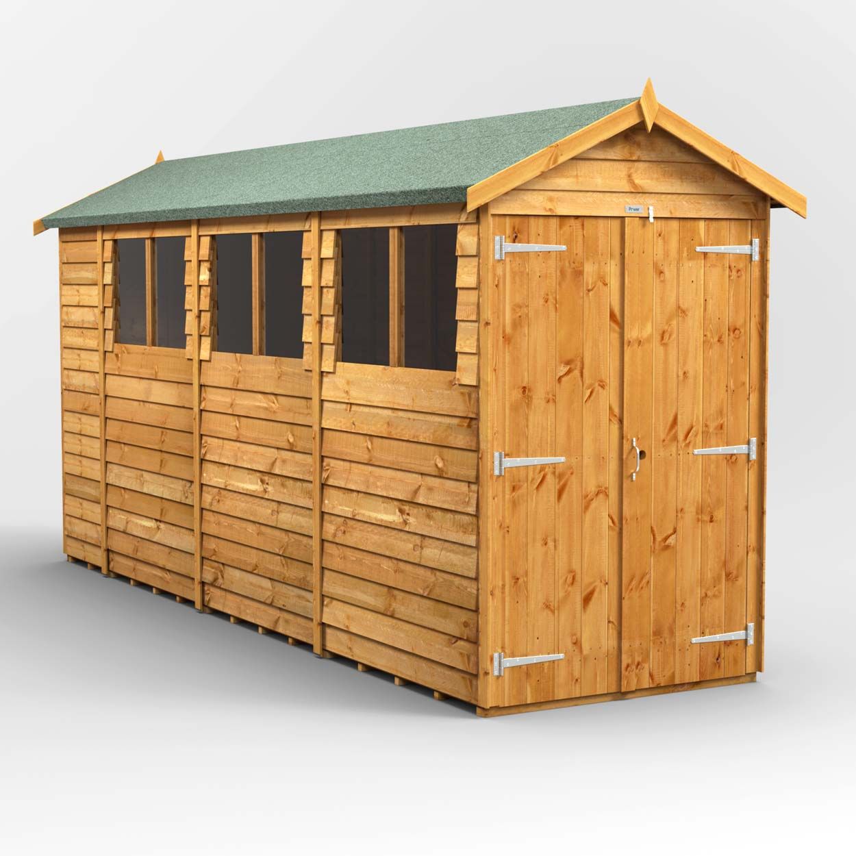 Powersheds Overlap Apex Garden Shed 14ft x 4ft DD
