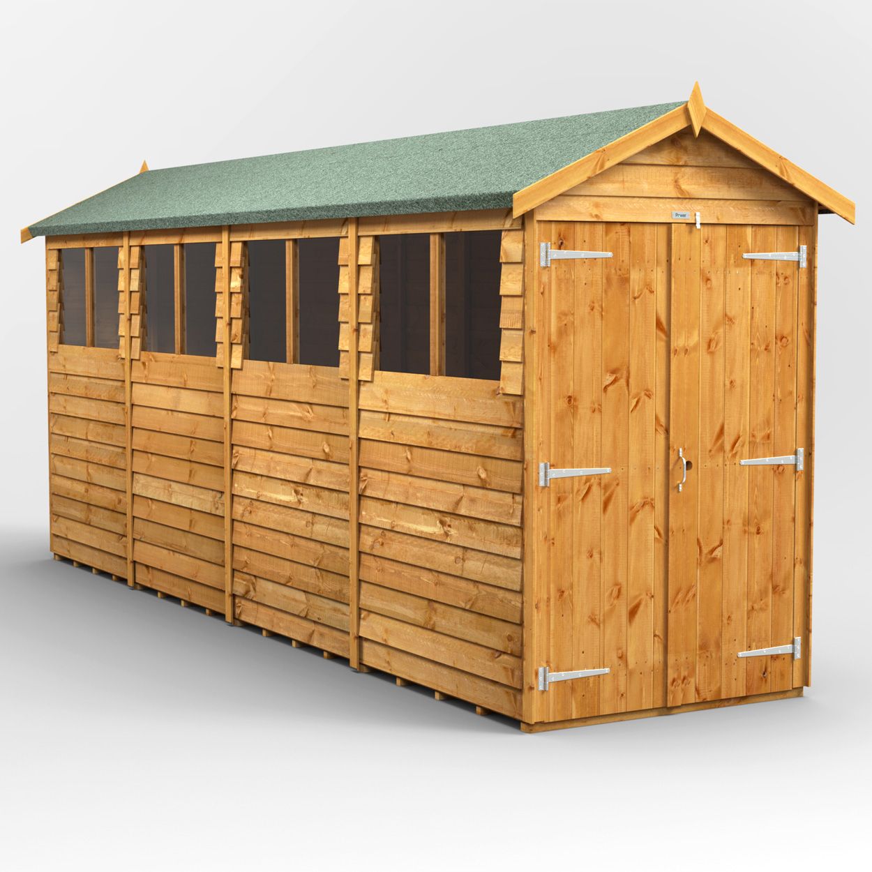 Powersheds Overlap Apex Garden Shed 16ft x 4ft DD