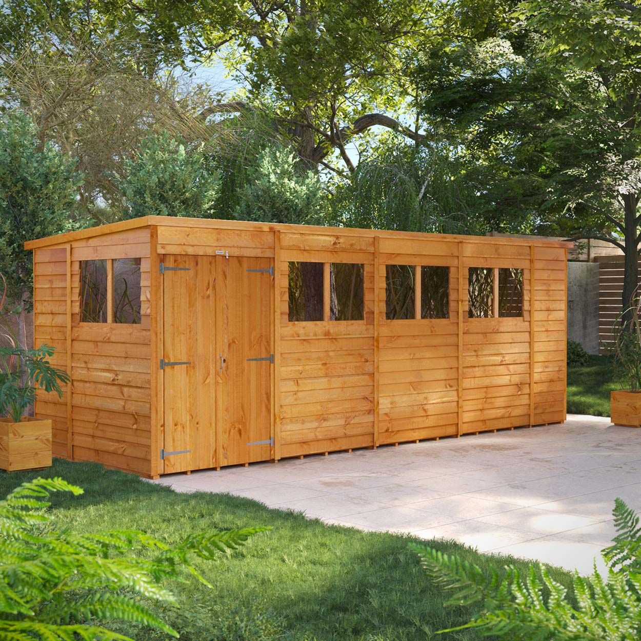 Powersheds Overlap Pent Garden Shed 18ft x 6ft DD