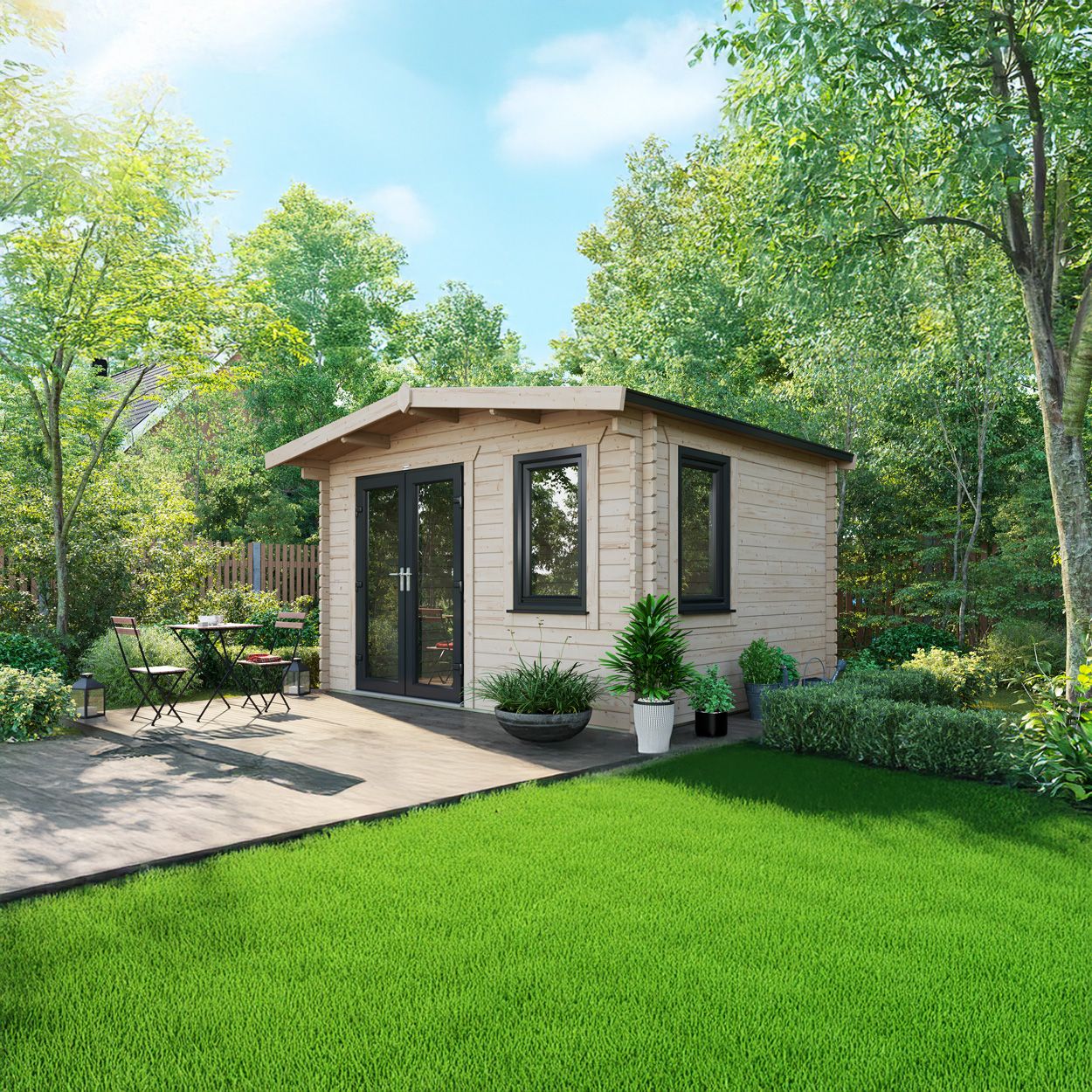 Powersheds Chalet LogCabin 10ft x 12ft DoorsToLeft