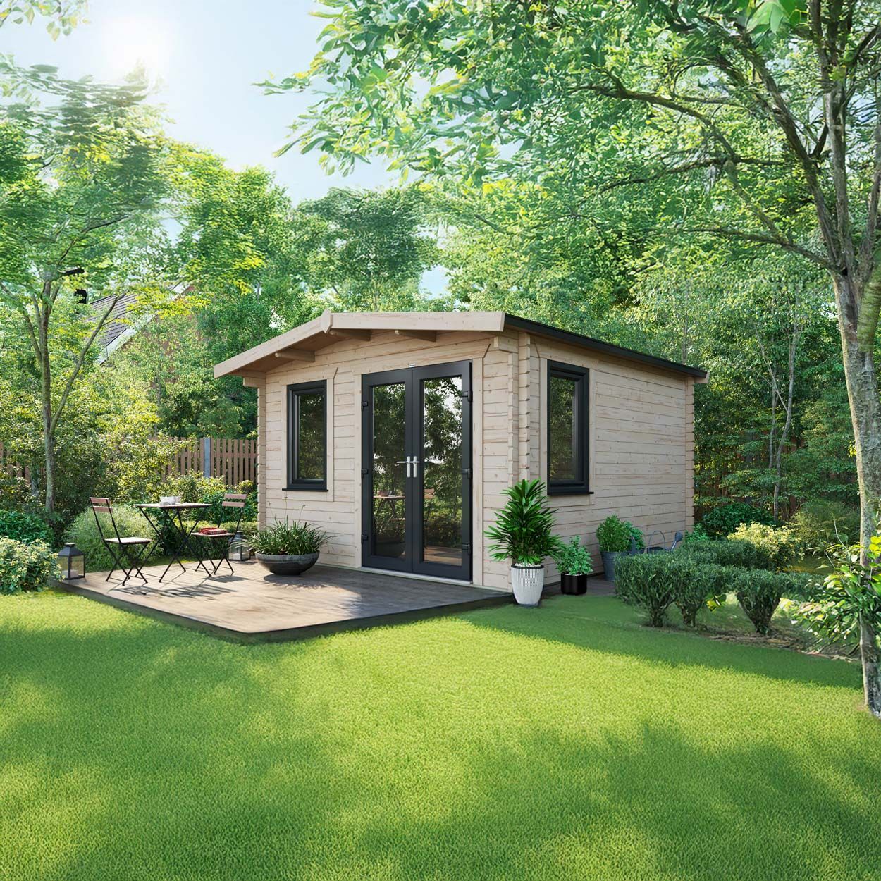 Powersheds Chalet LogCabin 12ft x 12ftDoorsToRight