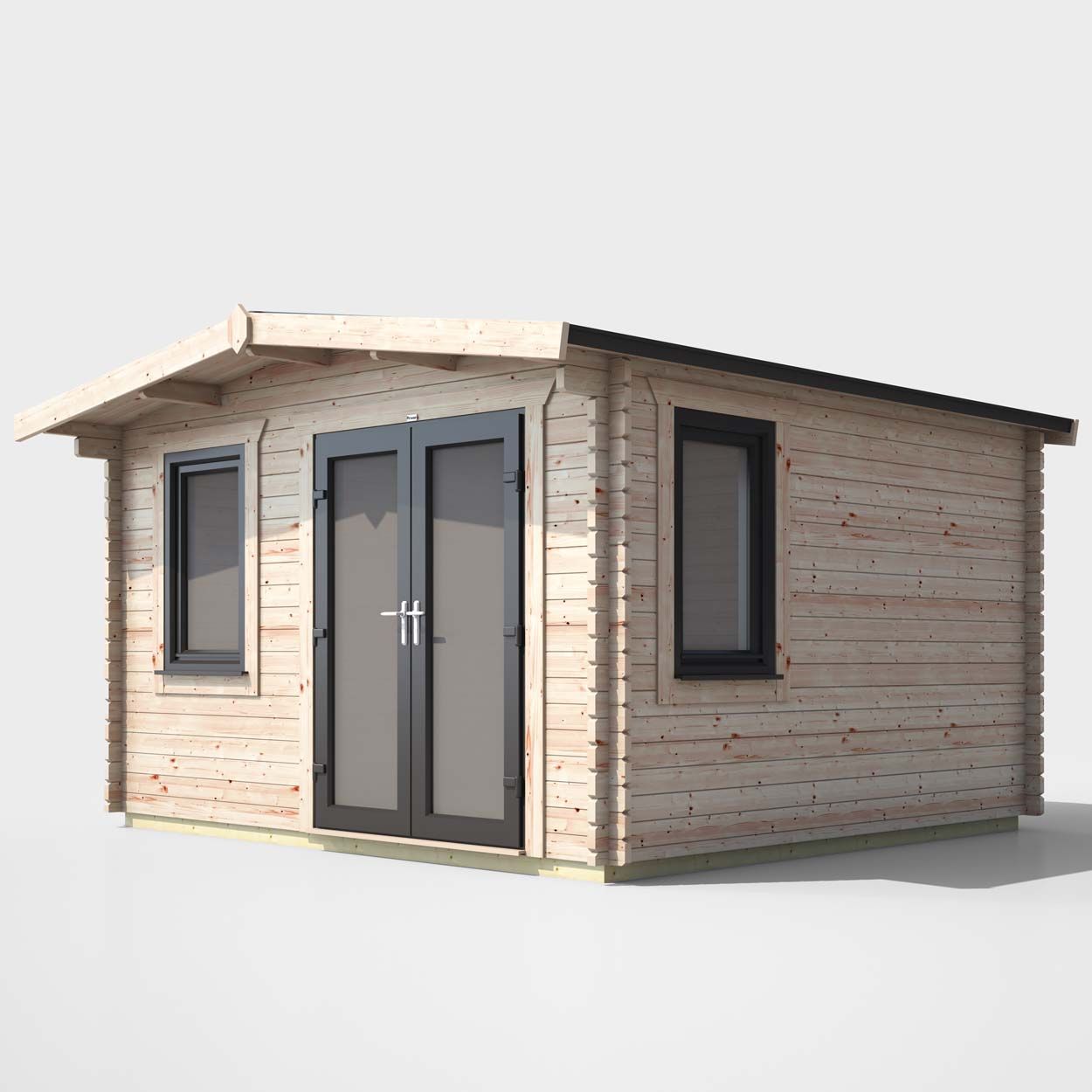 Powersheds Chalet LogCabin 12ft x 12ftDoorsToRight