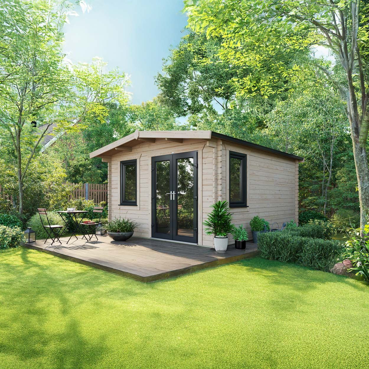 Powersheds Chalet LogCabin 14ft x 12ftDoorsToRight
