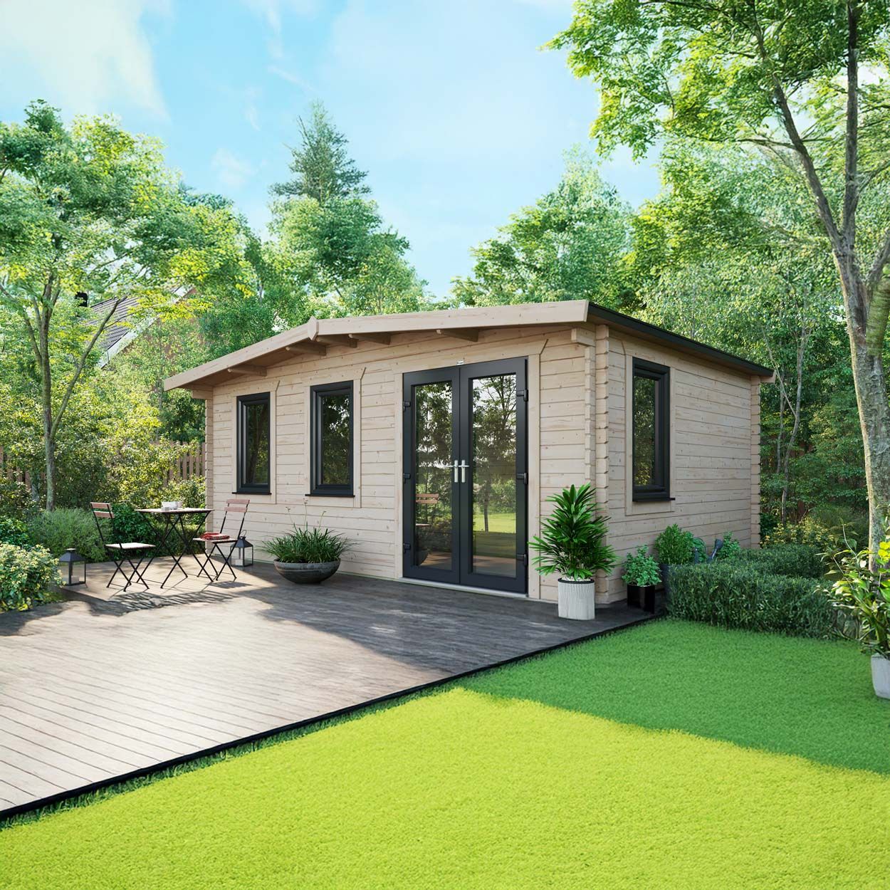 Powersheds Chalet LogCabin 12ft x 18ftDoorsToRight