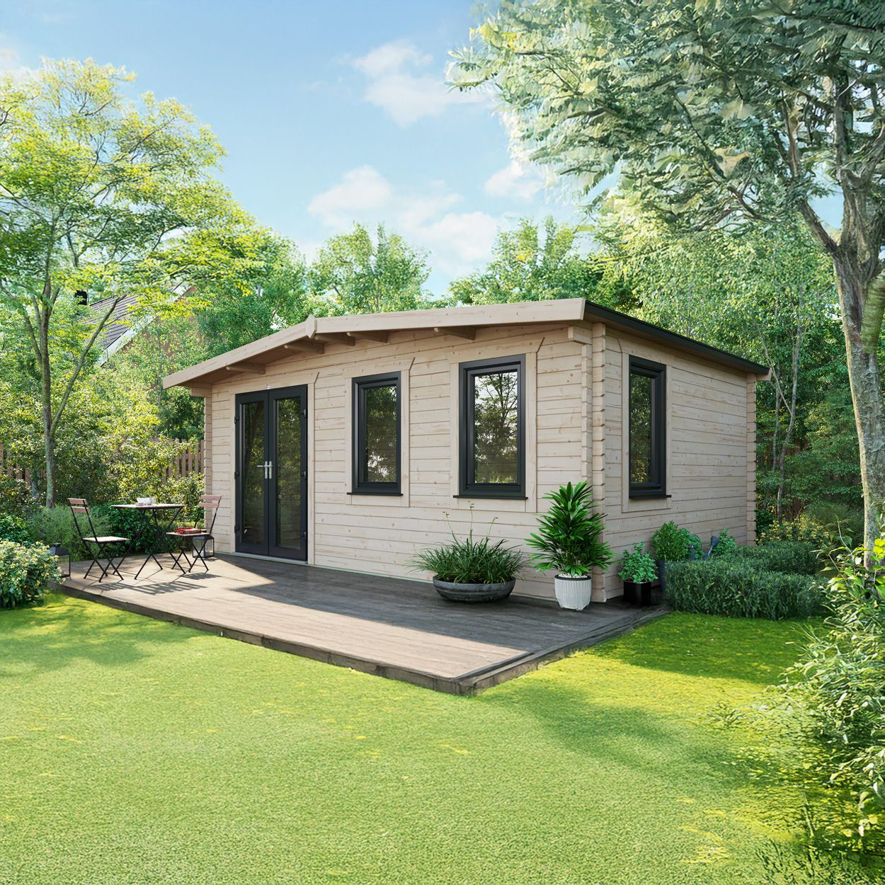 Powersheds Chalet LogCabin 12ft x 18ft DoorsToLeft