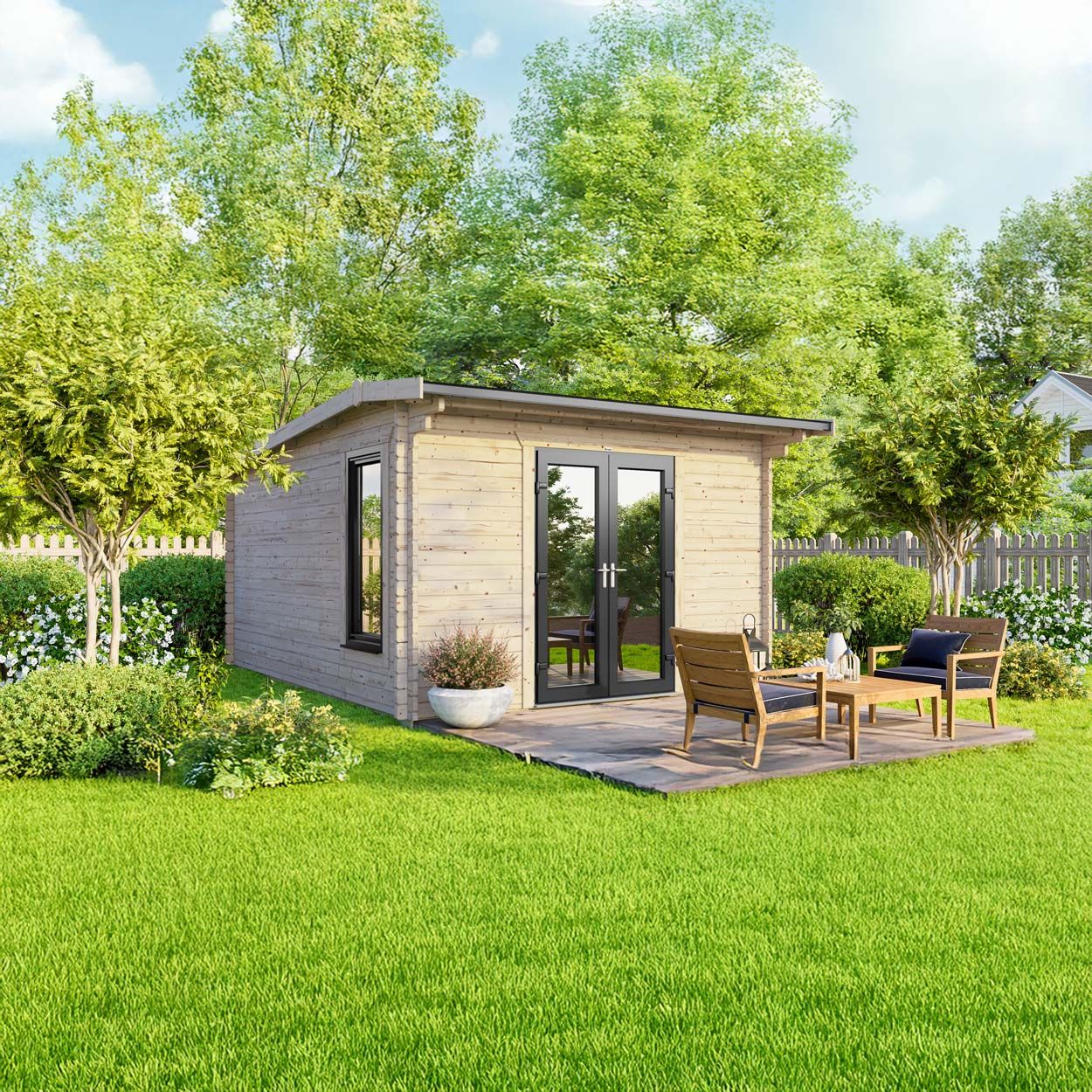 Powersheds Apex LogCabin 12ft x 12ft Doors Central