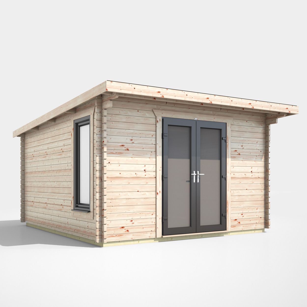 Powersheds Pent LogCabin 12ft x 12ft Doors Central