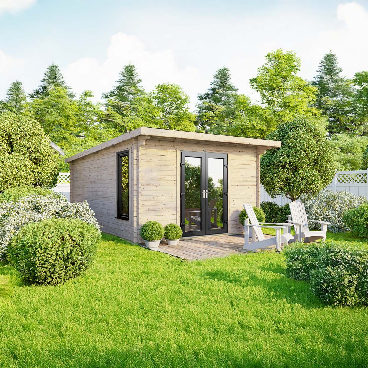 Powersheds Pent LogCabin 12ft x 14ft Doors Central