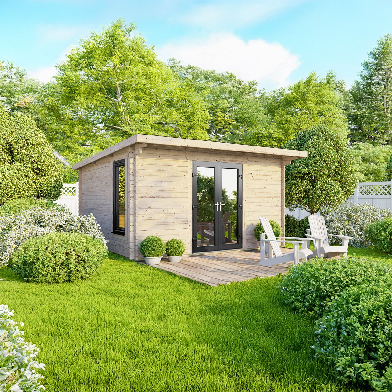 Powersheds Pent LogCabin 14ft x 10ft Doors Central