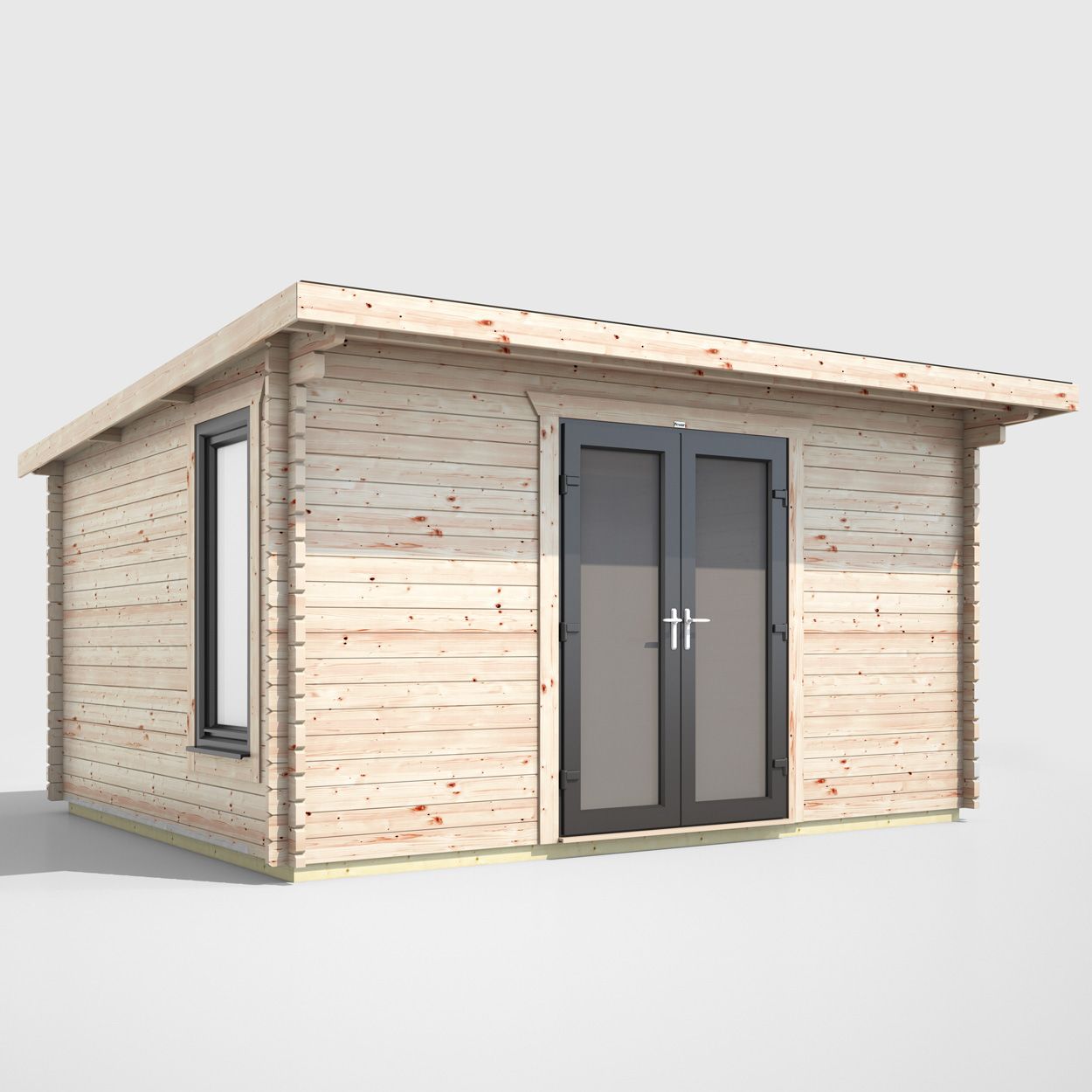 Powersheds Pent LogCabin 14ft x 10ft Doors Central