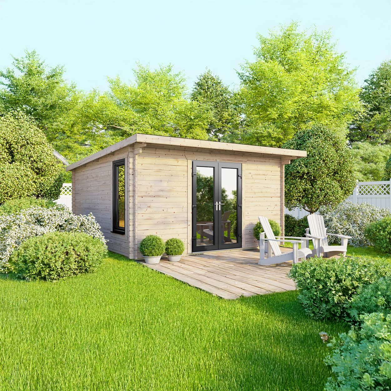 Powersheds Pent LogCabin 14ft x 12ft Doors Central