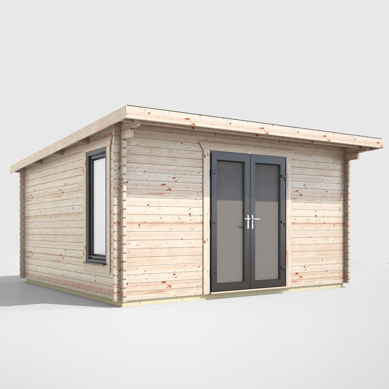Powersheds Pent LogCabin 14ft x 12ft Doors Central