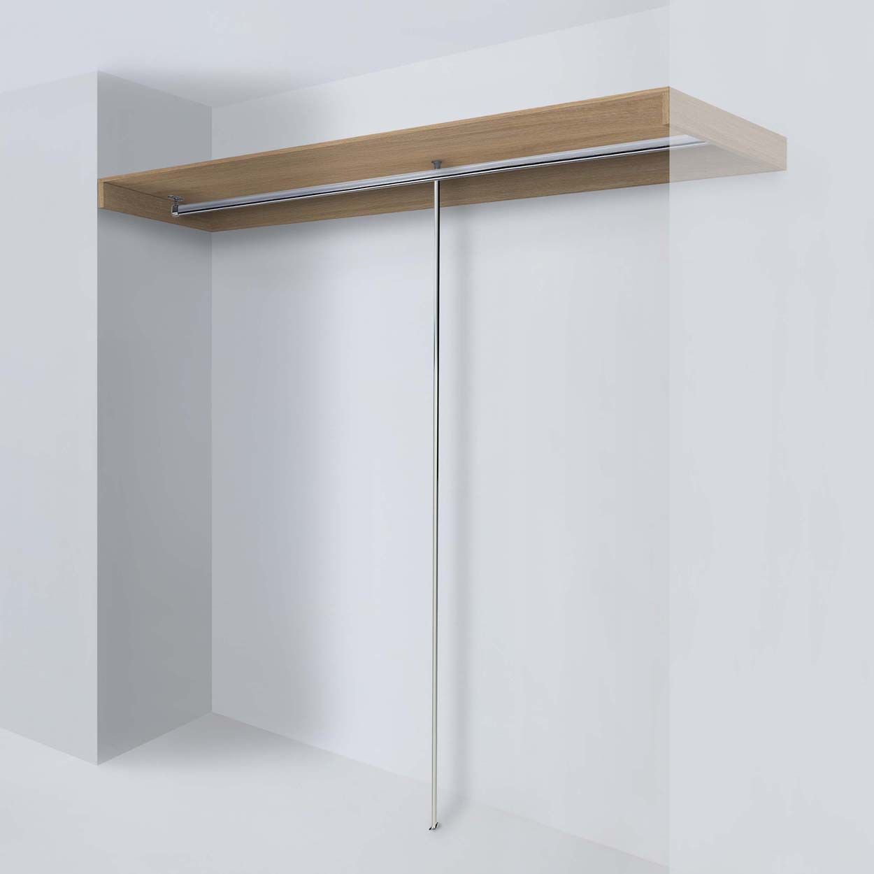 Shelf and hanger bar wardrobe storage - Oak