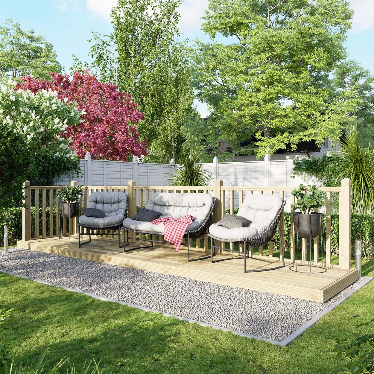 Powersheds Deck - 4ft x 18ft - Handrails on Two Sides