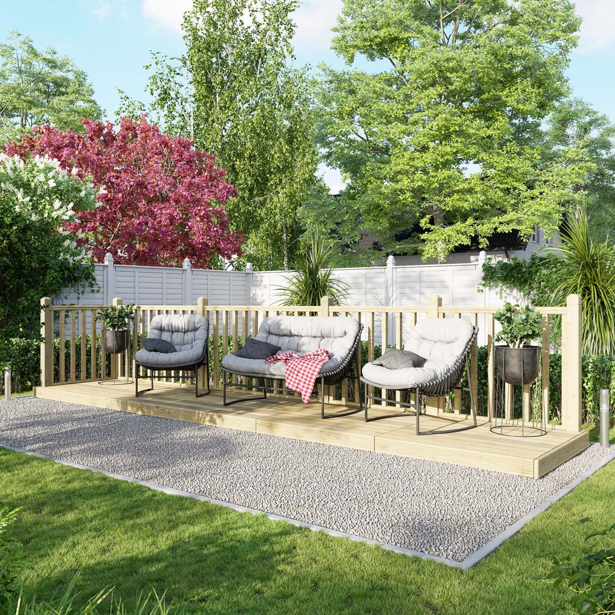 Powersheds Deck - 4ft x 20ft - Handrails on Two Sides