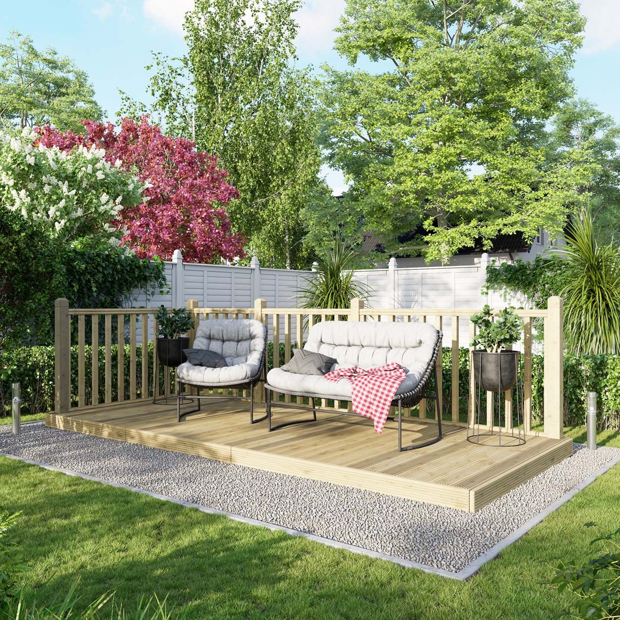 Powersheds Deck - 6ft x 14ft - Handrails on Two Sides