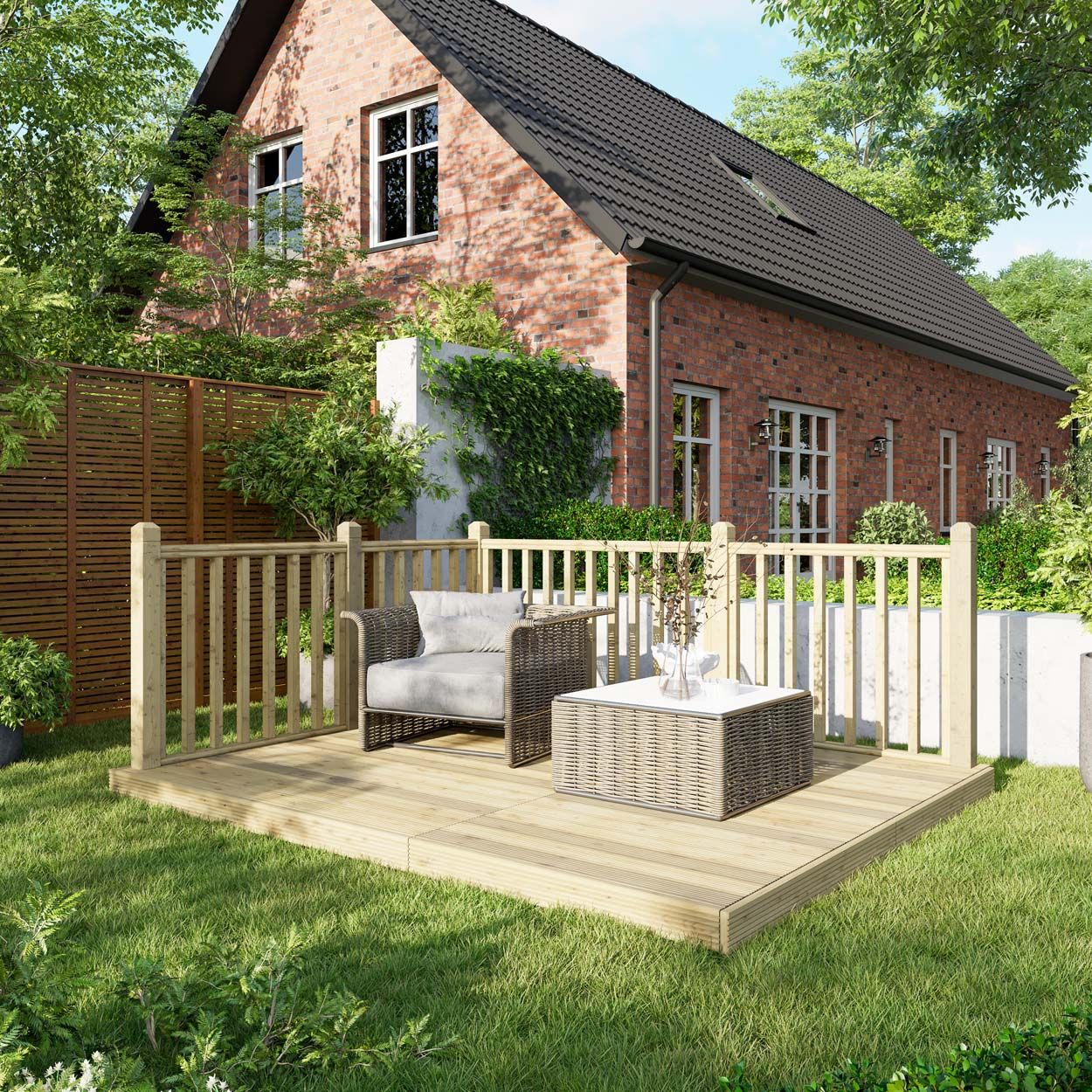 Powersheds Deck - 8ft x 10ft - Handrails on Two Sides