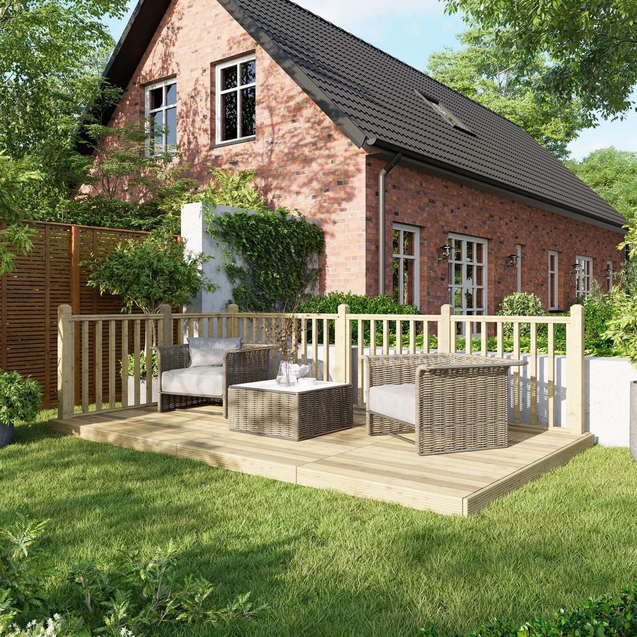 Powersheds Deck - 8ft x 14ft - Handrails on Two Sides