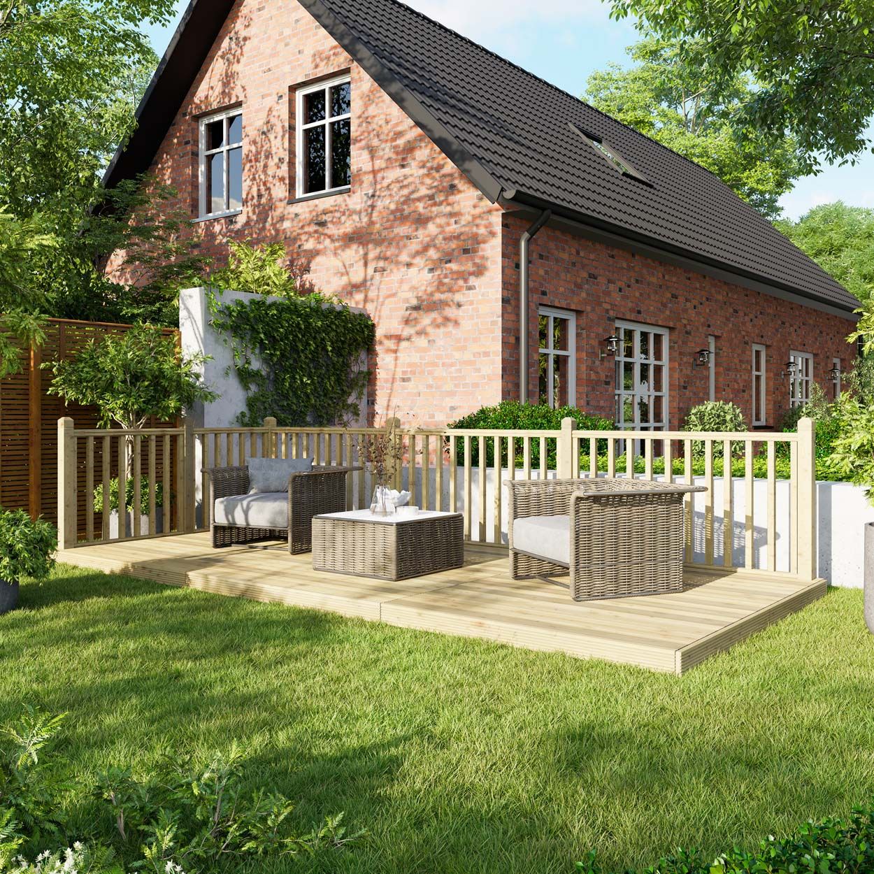Powersheds Deck - 8ft x 18ft - Handrails on Two Sides