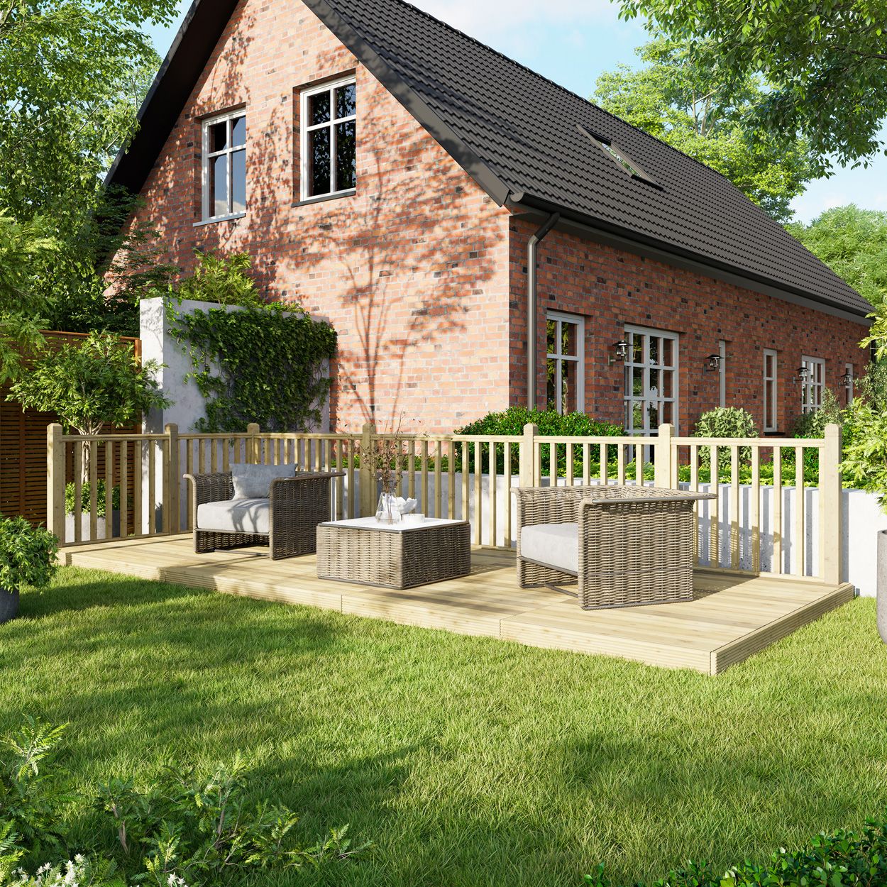 Powersheds Deck - 8ft x 20ft - Handrails on Two Sides