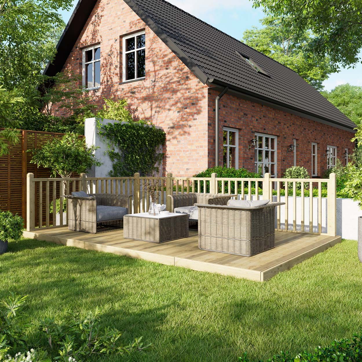 Powersheds Deck - 10ft x 16ft - Handrails on Two Sides