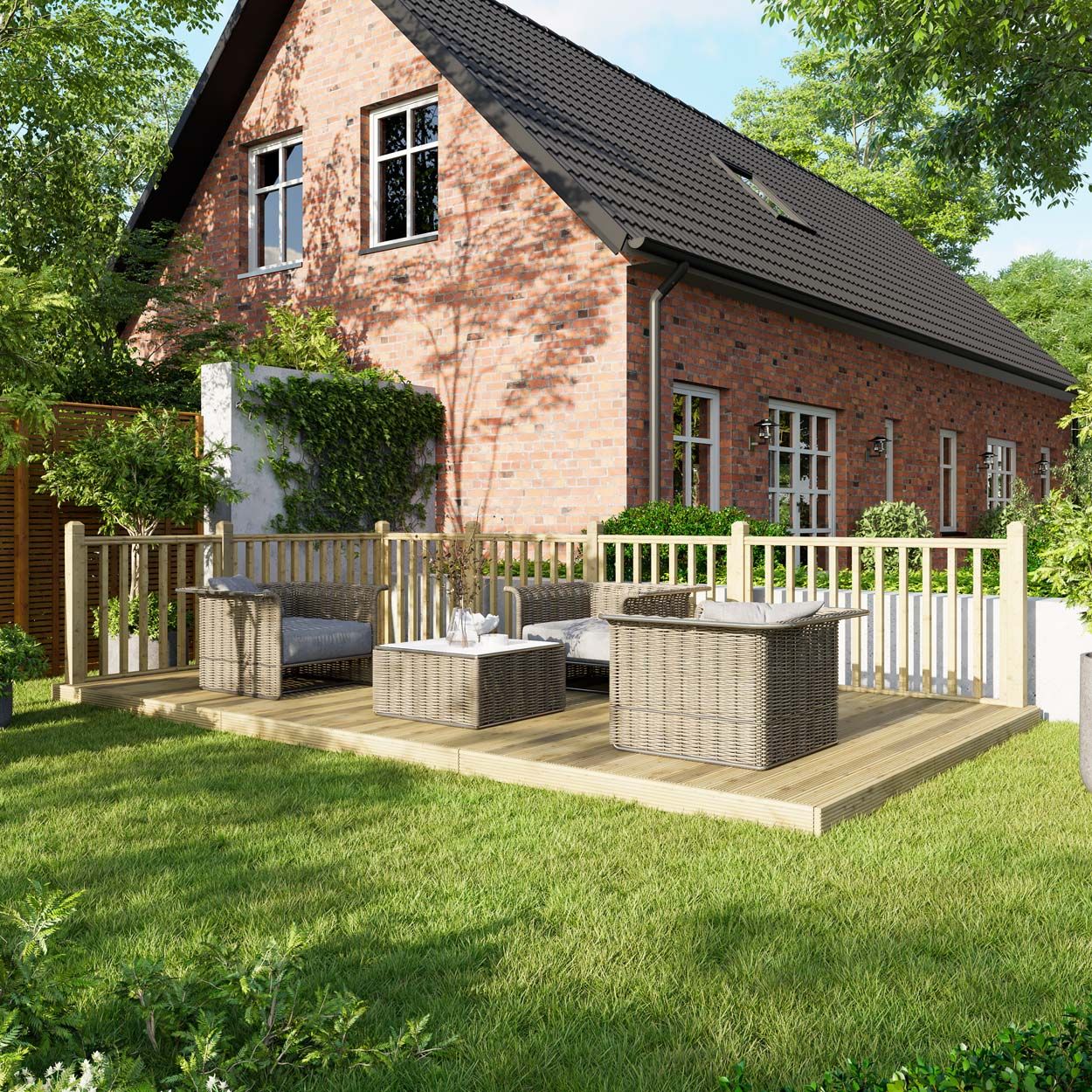 Powersheds Deck - 10ft x 18ft - Handrails on Two Sides