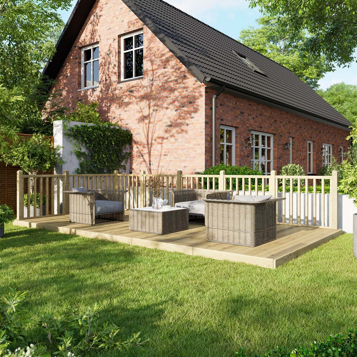 Powersheds Deck - 10ft x 20ft - Handrails on Two Sides