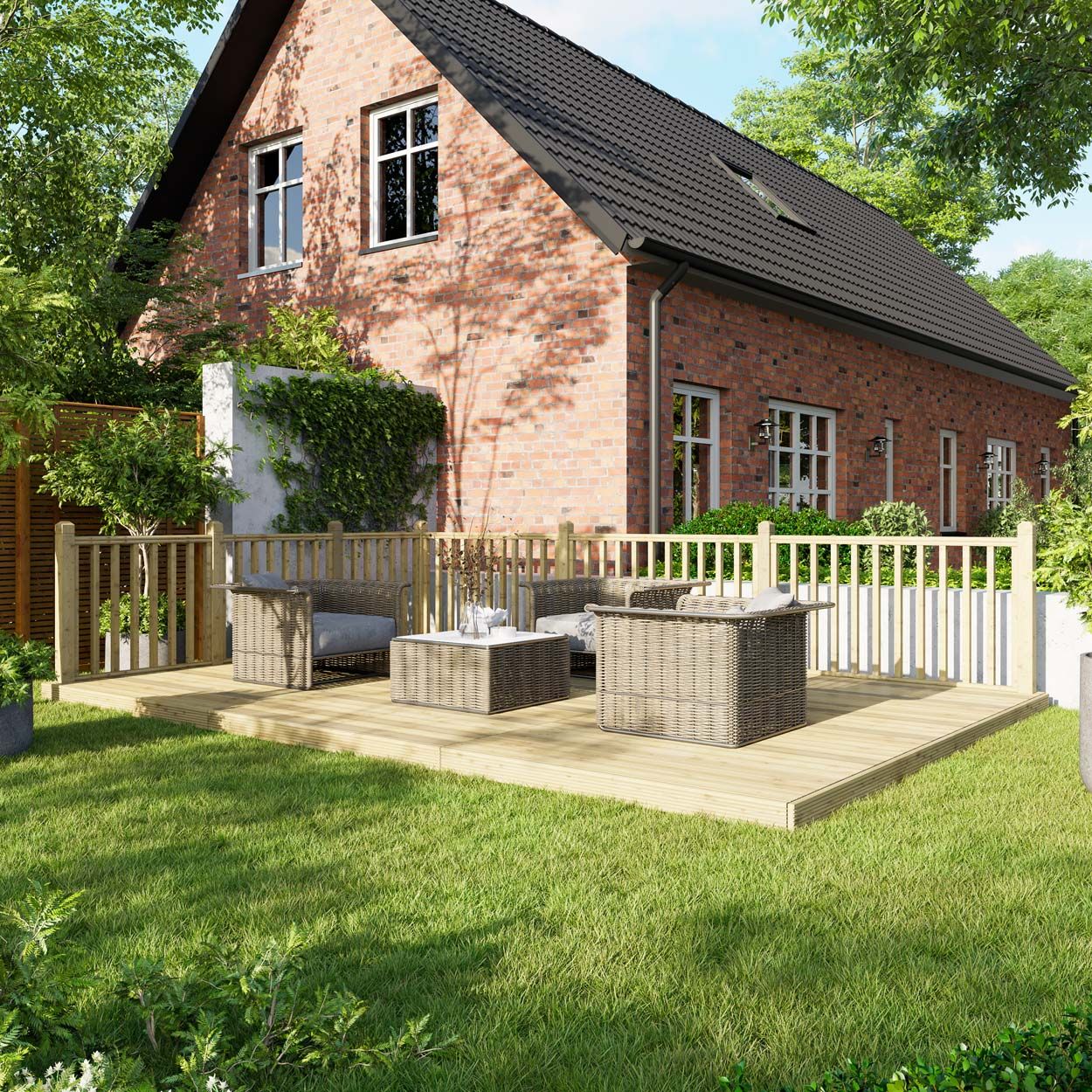 Powersheds Deck - 12ft x 18ft - Handrails on Two Sides