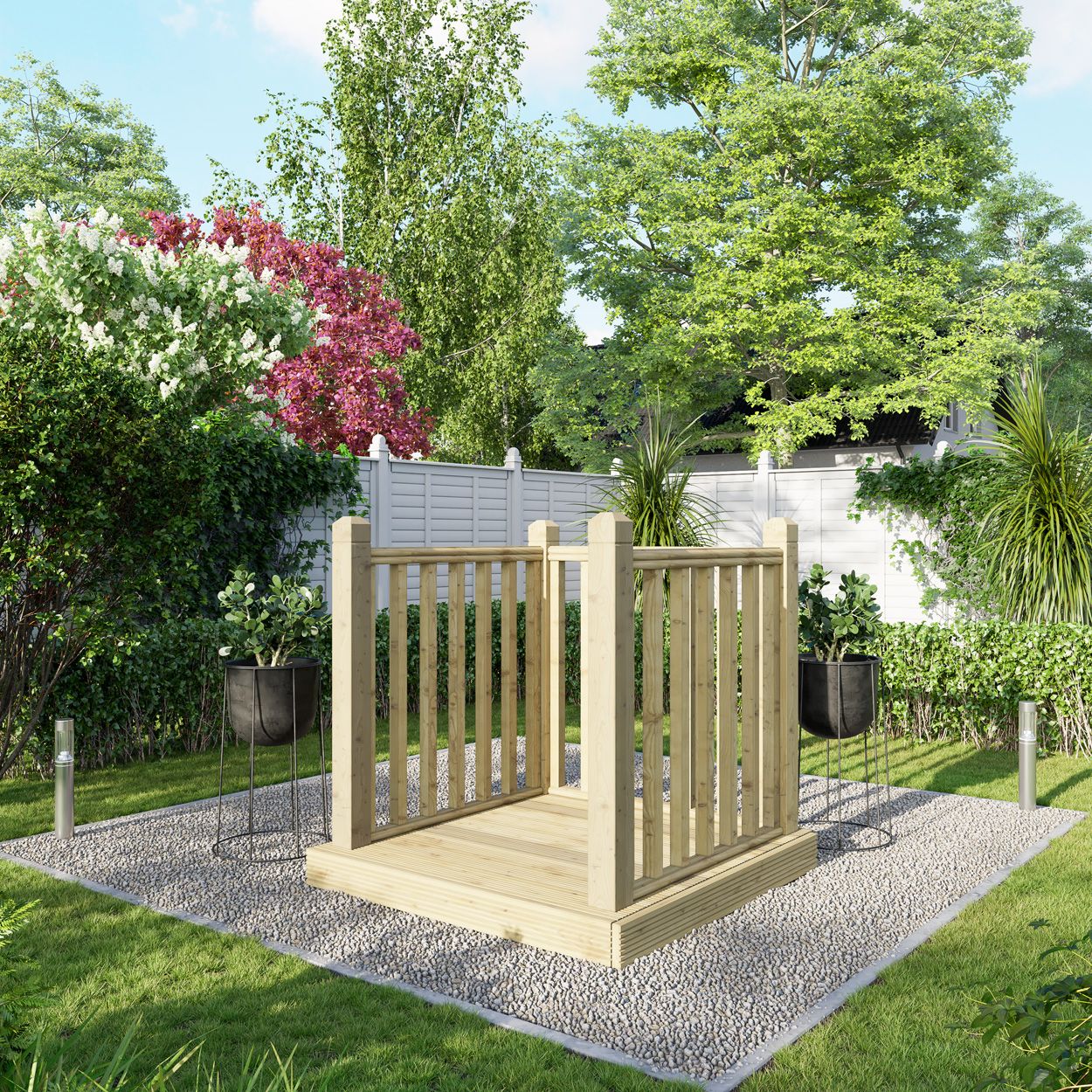 Powersheds Deck - 4ft x 4ft - Handrails on Three Sides