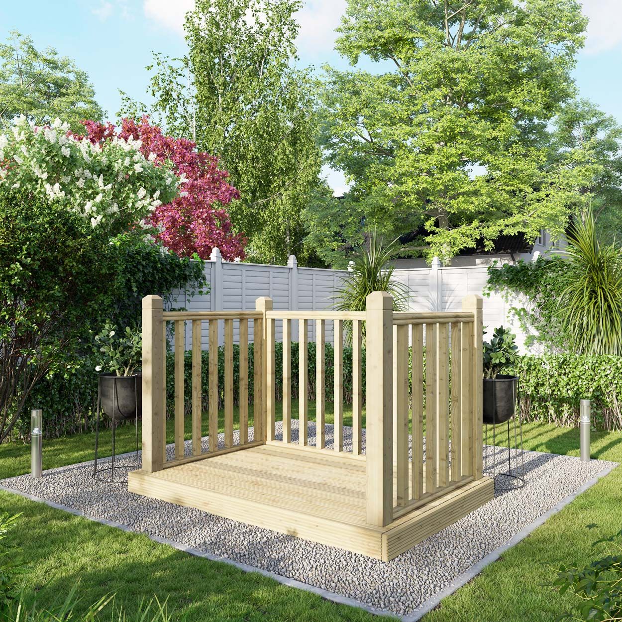 Powersheds Deck - 4ft x 6ft - Handrails on Three Sides