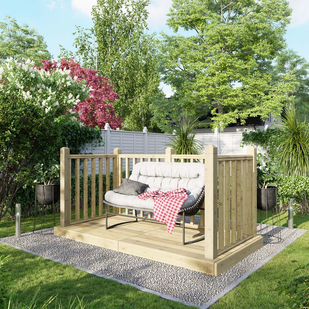 Powersheds Deck - 4ft x 8ft - Handrails on Three Sides