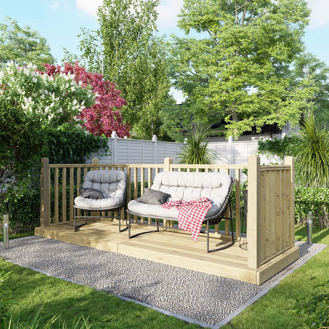 Powersheds Deck - 4ft x 12ft - Handrails on Three Sides