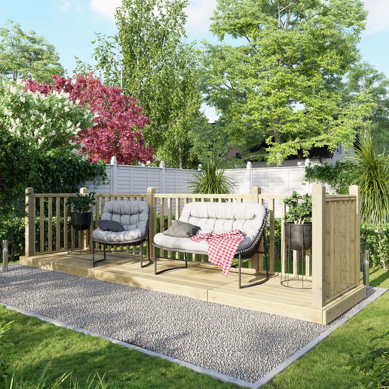 Powersheds Deck - 4ft x 16ft - Handrails on Three Sides