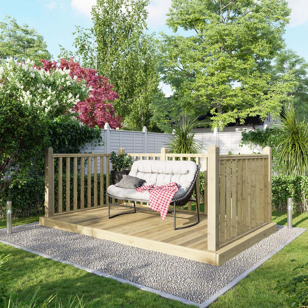 Powersheds Deck - 6ft x 10ft - Handrails on Three Sides