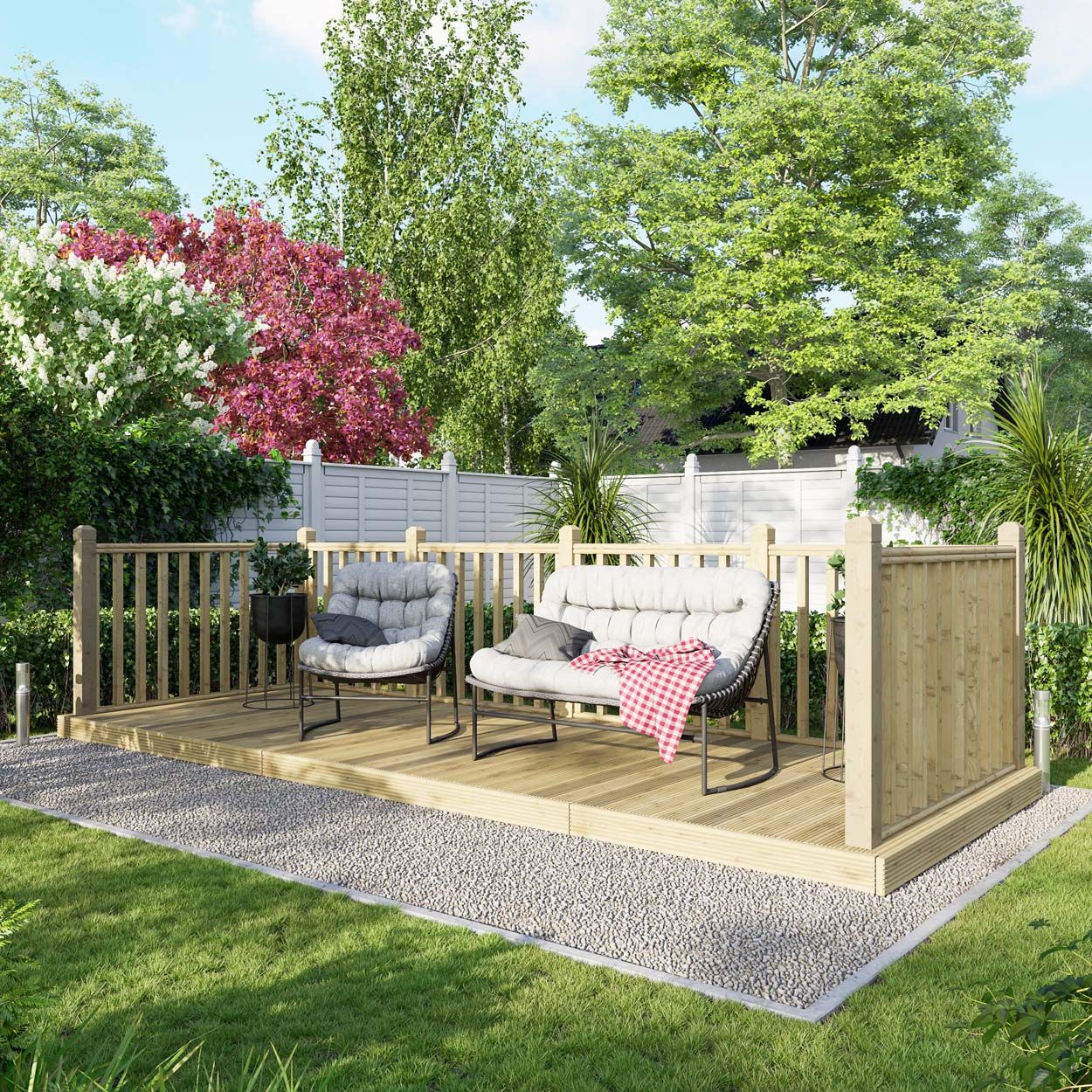 Powersheds Deck - 6ft x 16ft - Handrails on Three Sides
