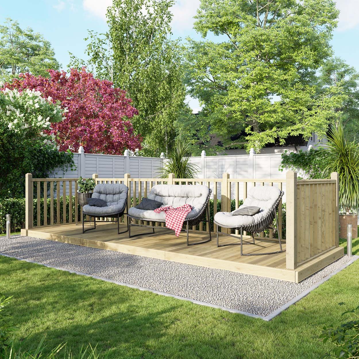 Powersheds Deck - 6ft x 18ft - Handrails on Three Sides