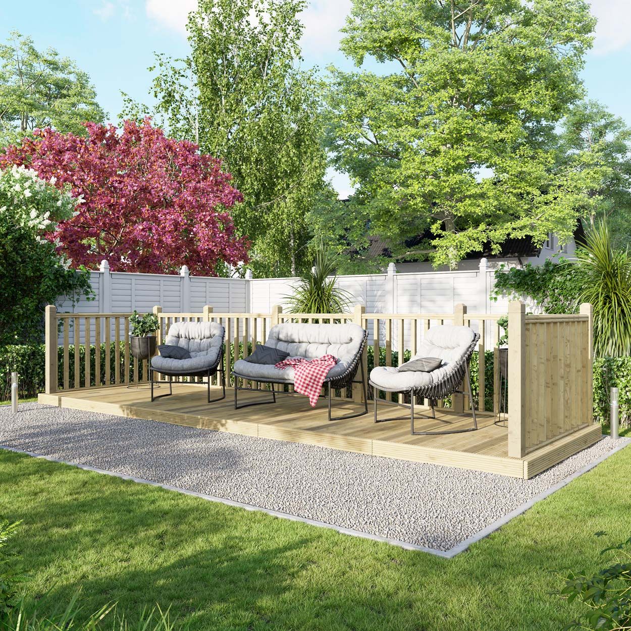 Powersheds Deck - 6ft x 20ft - Handrails on Three Sides