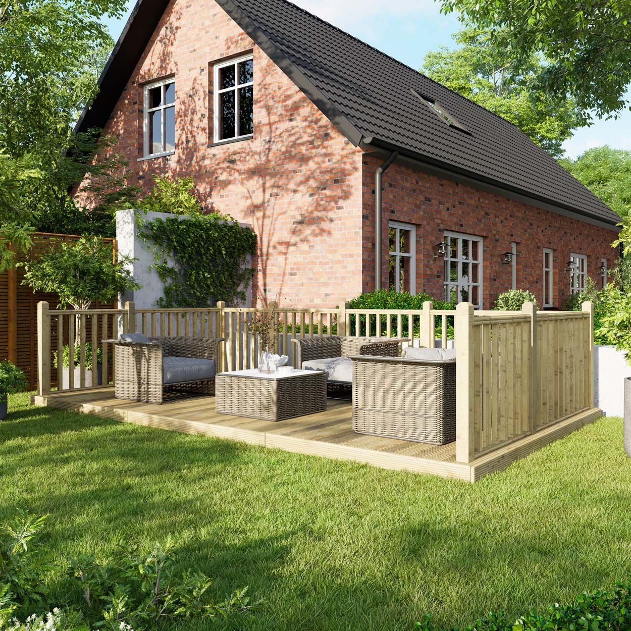 Powersheds Deck - 10ft x 18ft - Handrails on Three Sides